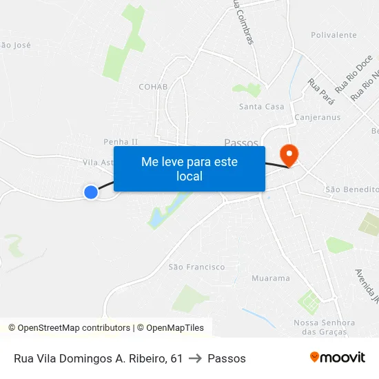 Rua Vila Domingos A. Ribeiro, 61 to Passos map