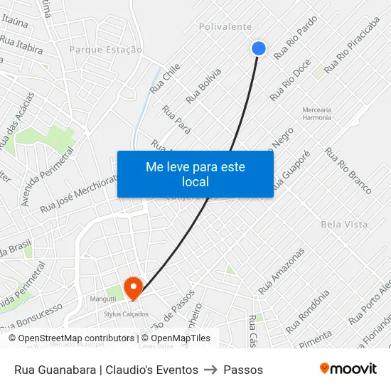 Rua Guanabara | Claudio's Eventos to Passos map