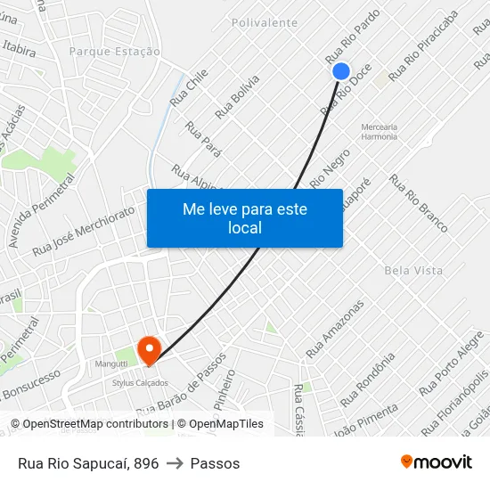 Rua Rio Sapucaí, 896 to Passos map