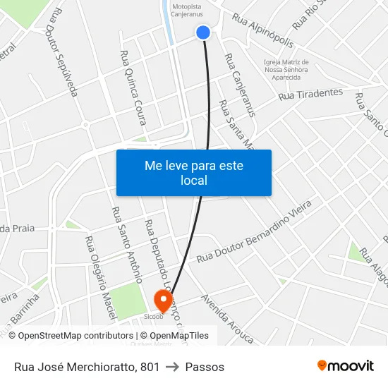 Rua José Merchioratto, 801 to Passos map