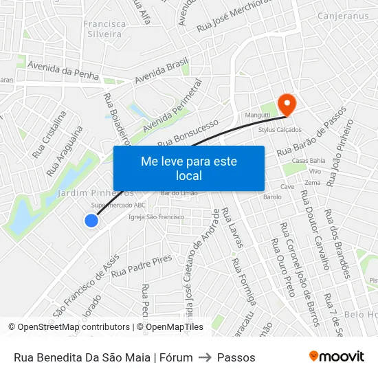 Rua Benedita Da São Maia | Fórum to Passos map
