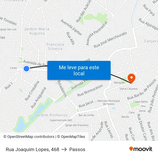 Rua Joaquim Lopes, 468 to Passos map