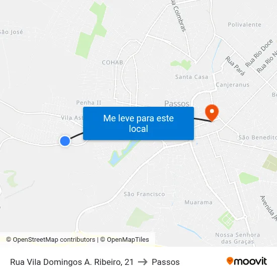 Rua Vila Domingos A. Ribeiro, 21 to Passos map