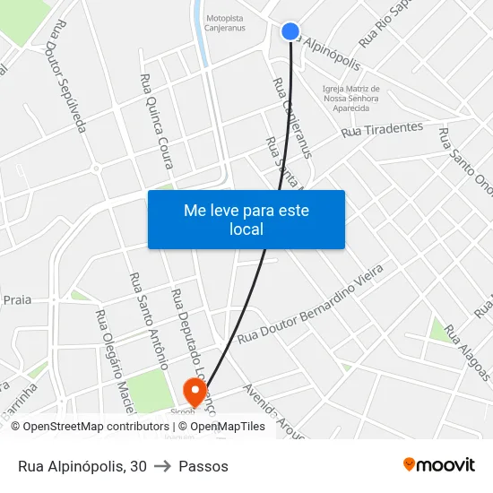 Rua Alpinópolis, 30 to Passos map