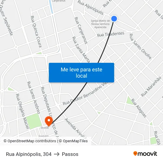 Rua Alpinópolis, 304 to Passos map