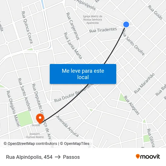 Rua Alpinópolis, 454 to Passos map