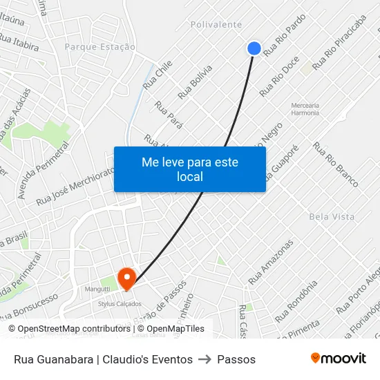 Rua Guanabara | Claudio's Eventos to Passos map