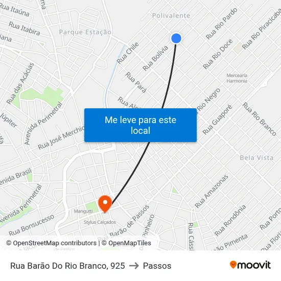 Rua Barão Do Rio Branco, 925 to Passos map