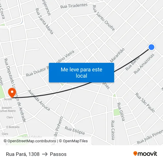 Rua Pará, 1308 to Passos map