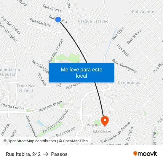 Rua Itabira, 242 to Passos map