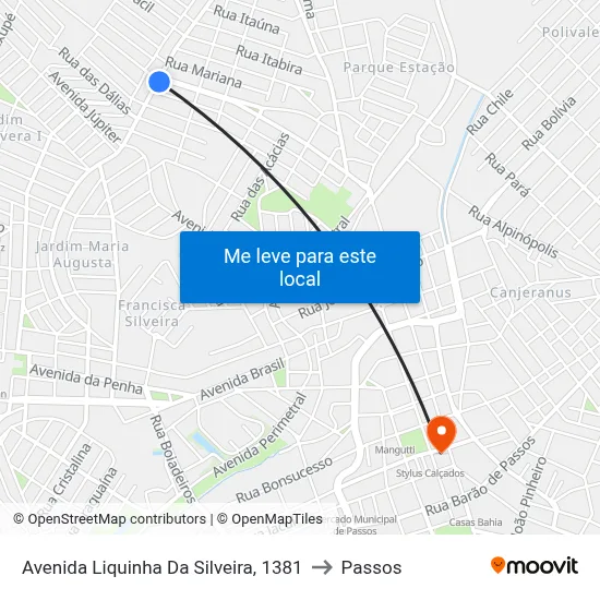 Avenida Liquinha Da Silveira, 1381 to Passos map