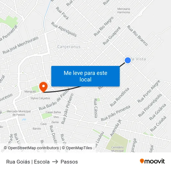 Rua Goiás | Escola to Passos map