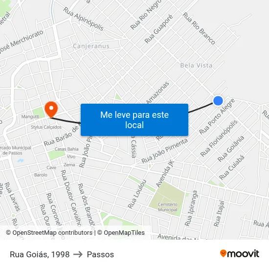 Rua Goiás, 1998 to Passos map