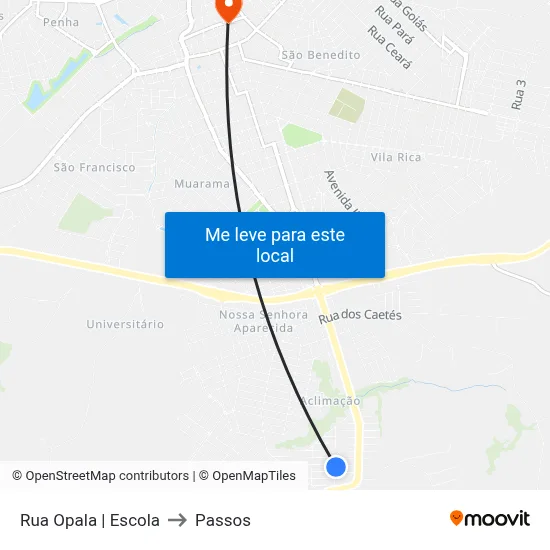 Rua Opala | Escola to Passos map
