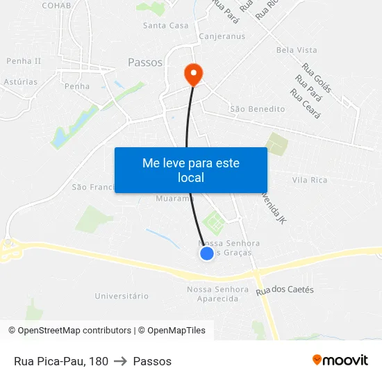 Rua Pica-Pau, 180 to Passos map