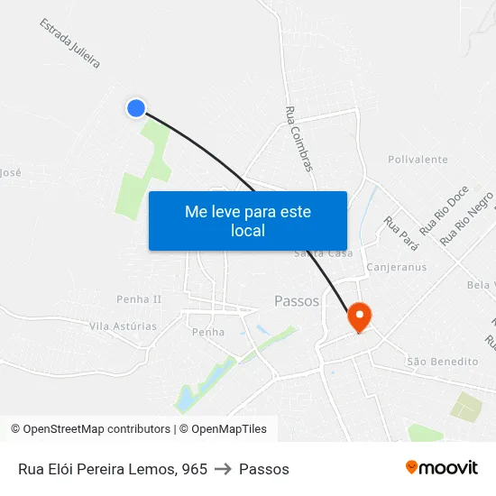 Rua Elói Pereira Lemos, 965 to Passos map