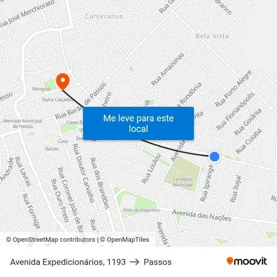Avenida Expedicionários, 1193 to Passos map