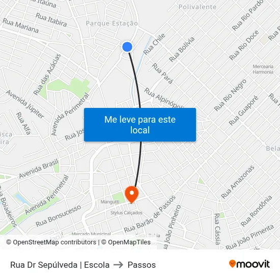 Rua Dr Sepúlveda | Escola to Passos map