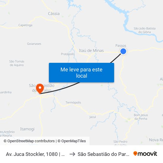 Av. Juca Stockler, 1080 | Fesp to São Sebastião do Paraíso map