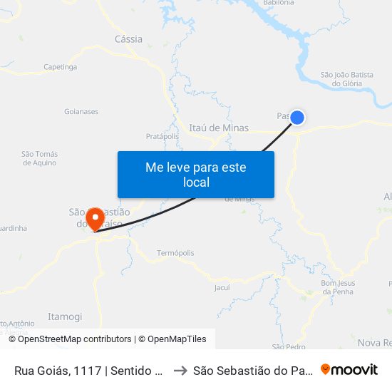 Rua Goiás, 1117 | Sentido Cohab to São Sebastião do Paraíso map