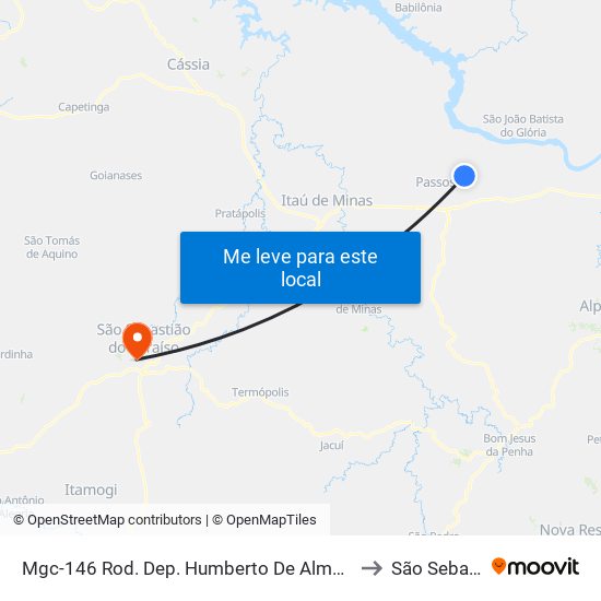 Mgc-146 Rod. Dep. Humberto De Almeida, Km 357,4 Norte | Estação De Tratamento De Água to São Sebastião do Paraíso map