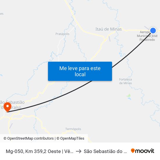 Mg-050, Km 359,2 Oeste | Vênus Motel to São Sebastião do Paraíso map