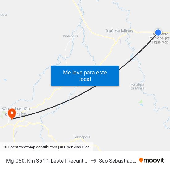 Mg-050, Km 361,1 Leste | Recanto Geriátrico De Passos to São Sebastião do Paraíso map