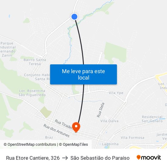 Rua Etore Cantiere, 326 to São Sebastião do Paraíso map