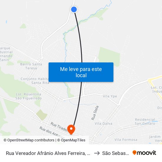 Rua Vereador Afrânio Alves Ferreira, 728 | Ponto Final Do Nascentes Do Paraíso to São Sebastião do Paraíso map