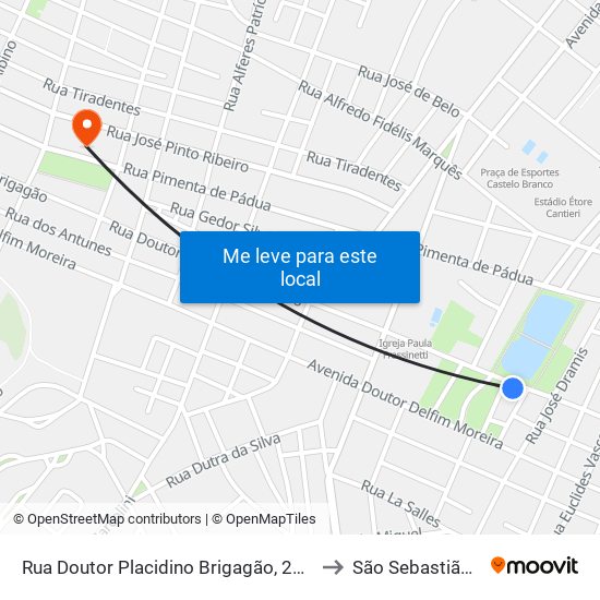 Rua Doutor Placidino Brigagão, 2150 | Parque Da Lagoinha to São Sebastião do Paraíso map