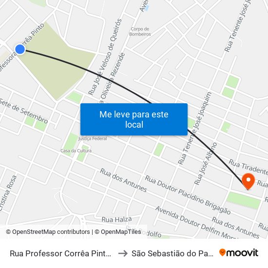 Rua Professor Corrêa Pinto, 770 to São Sebastião do Paraíso map