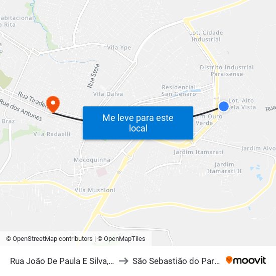 Rua João De Paula E Silva, 255 to São Sebastião do Paraíso map