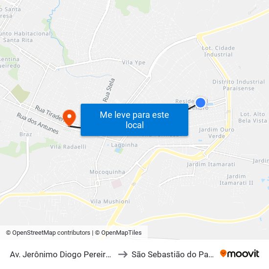 Av. Jerônimo Diogo Pereira, 640 to São Sebastião do Paraíso map