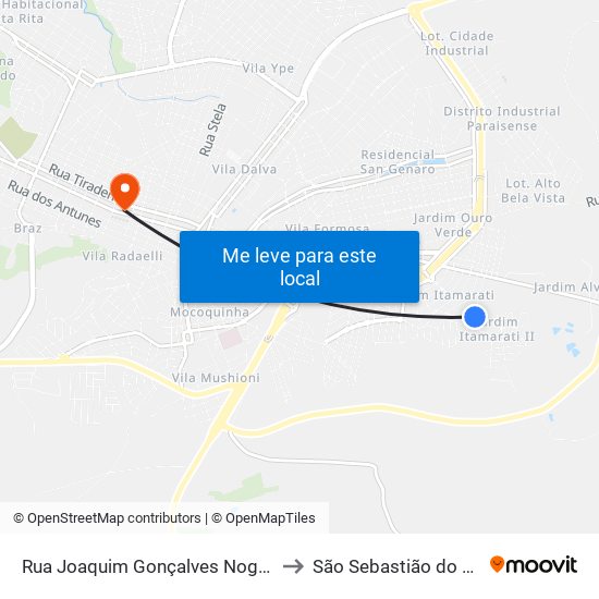 Rua Joaquim Gonçalves Nogueira, 110 to São Sebastião do Paraíso map