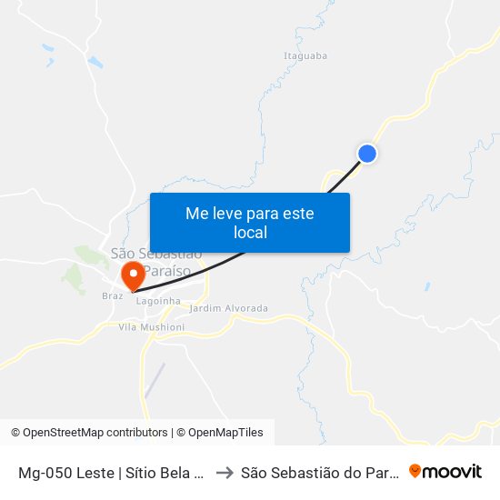 Mg-050 Leste | Sítio Bela Vista to São Sebastião do Paraíso map