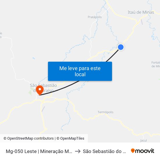 Mg-050 Leste | Mineração Morro Azul to São Sebastião do Paraíso map