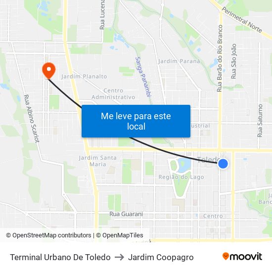 Terminal Urbano De Toledo to Jardim Coopagro map