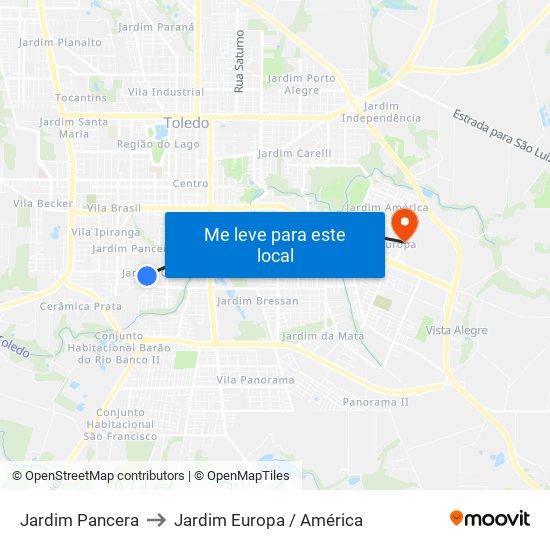Jardim Pancera to Jardim Europa / América map