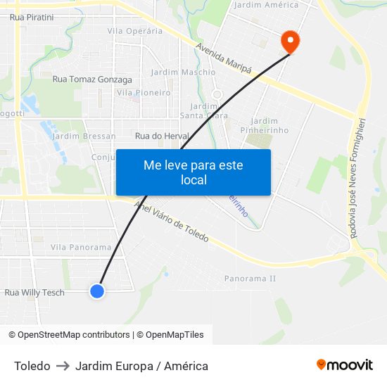 Toledo to Jardim Europa / América map