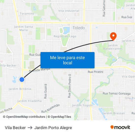 Vila Becker to Jardim Porto Alegre map