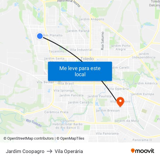 Jardim Coopagro to Vila Operária map