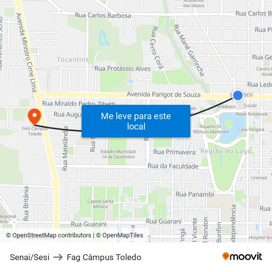 Senai/Sesi to Fag Câmpus Toledo map