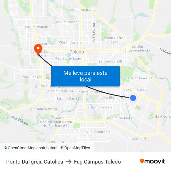 Ponto Da Igreja Católica to Fag Câmpus Toledo map