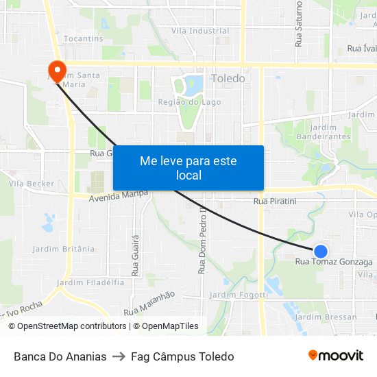Banca Do Ananias to Fag Câmpus Toledo map
