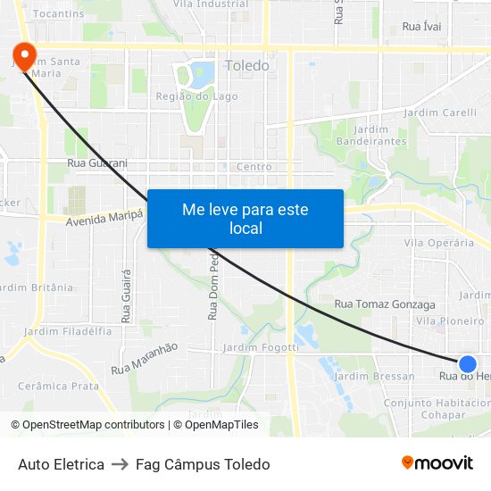 Auto Eletrica to Fag Câmpus Toledo map