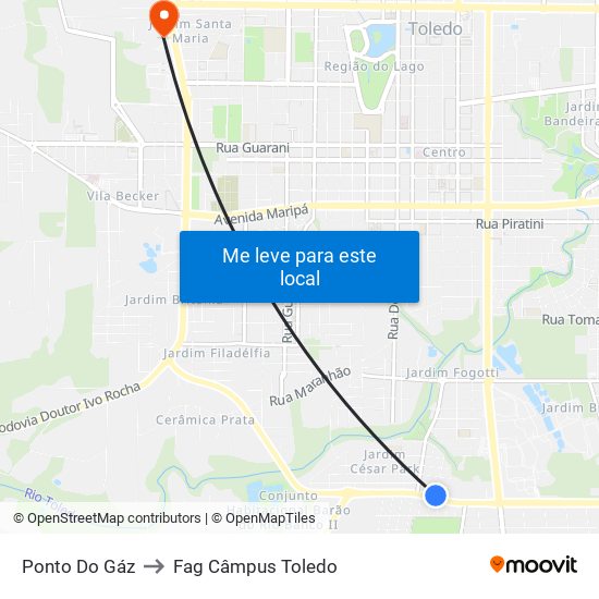 Ponto Do Gáz to Fag Câmpus Toledo map