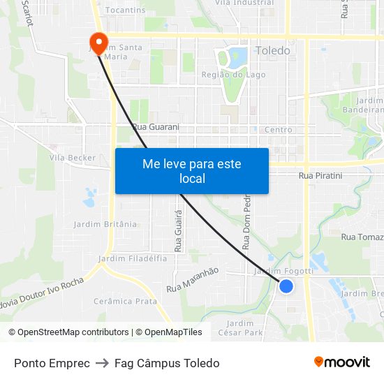 Ponto Emprec to Fag Câmpus Toledo map