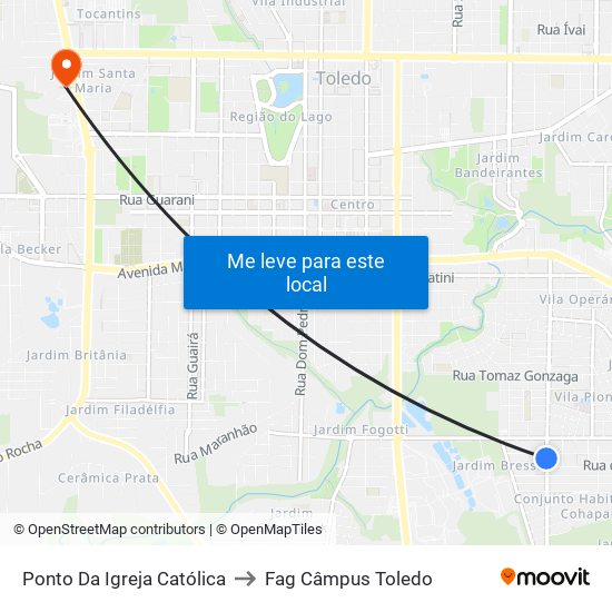 Ponto Da Igreja Católica to Fag Câmpus Toledo map