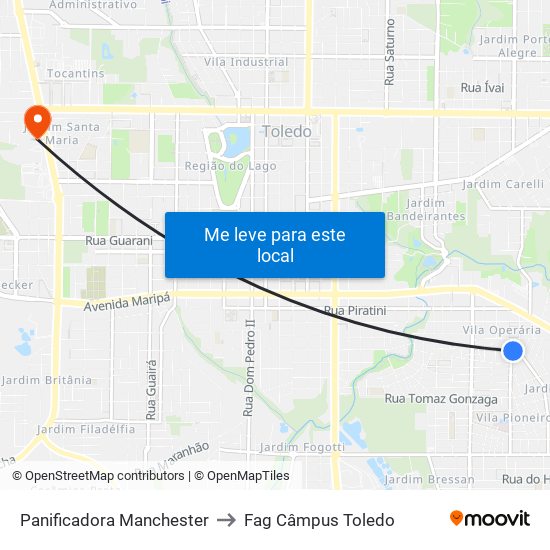 Panificadora Manchester to Fag Câmpus Toledo map