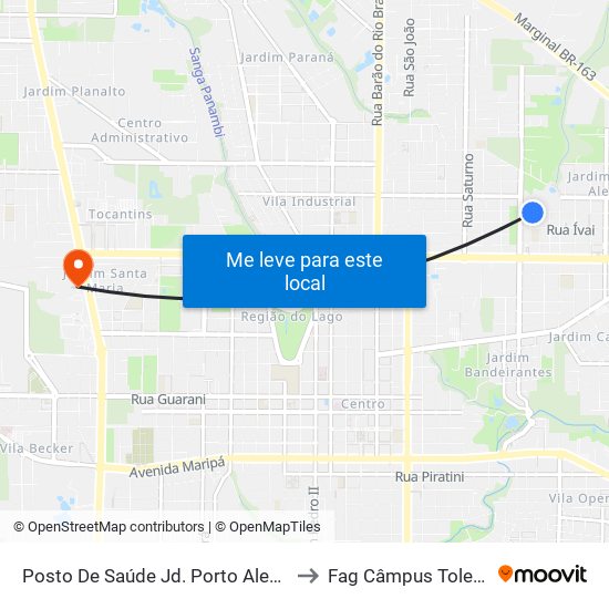 Posto De Saúde Jd. Porto Alegre to Fag Câmpus Toledo map